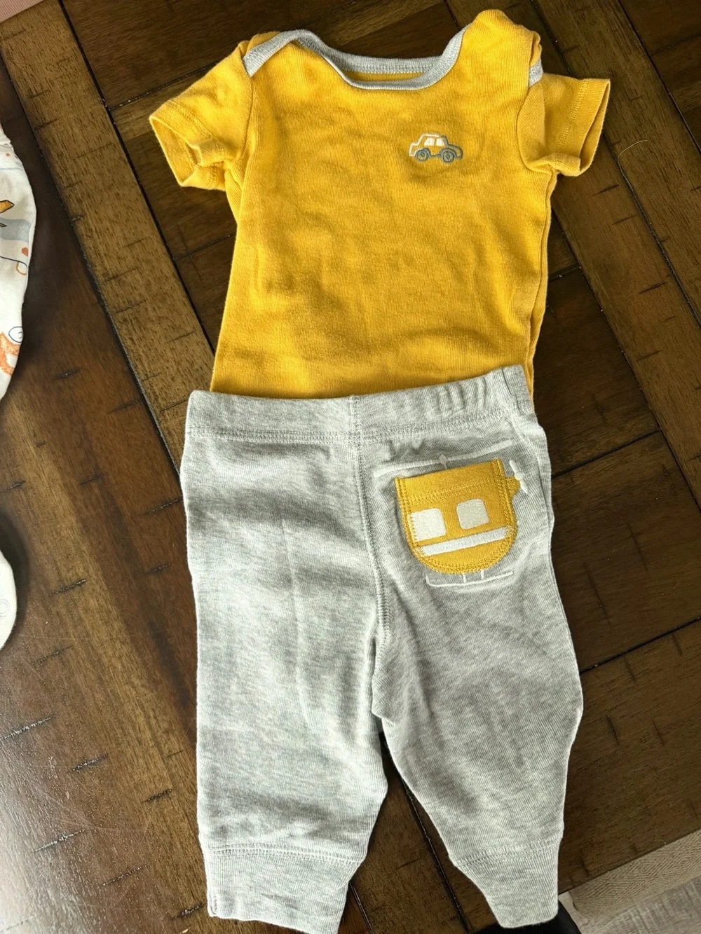 Carter's Yellow, White & Gray Transport-Print Baby three-Piece Set